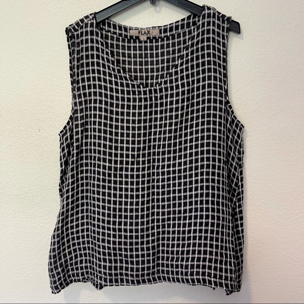 Flax Plaid Linen Tank